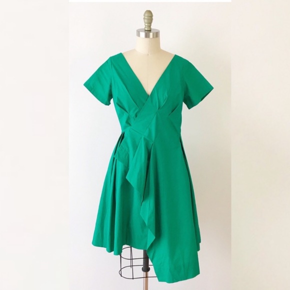 Anthropologie Dresses & Skirts - Anthropologie || Maeve Seamed Poplin Origami Pleated Dress Green 14